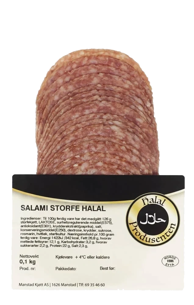 Storfe Salami Halal 100g Åkeberg-skoglunn