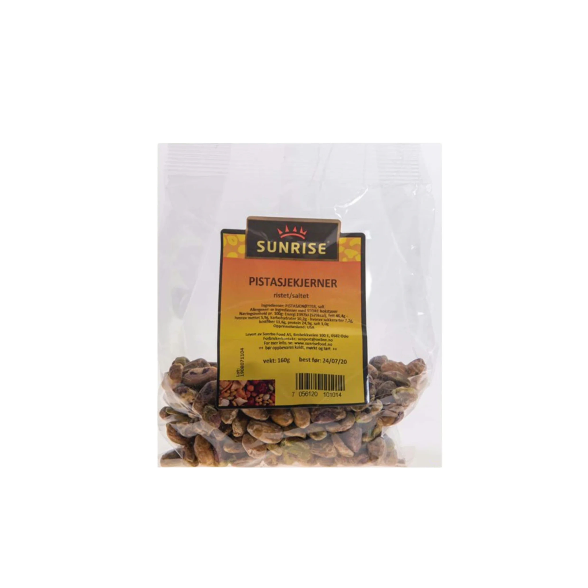 Sunrise Pistasjkjerner Ristet Usaltet 140g