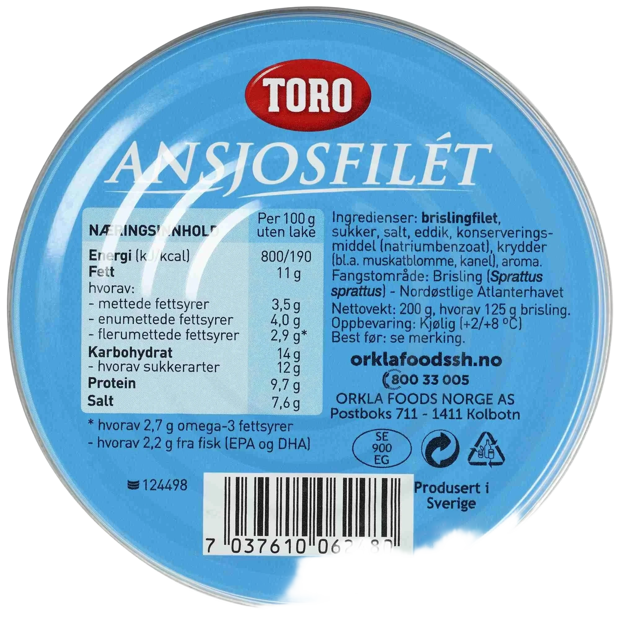 Ansjosfilet 200g Toro
