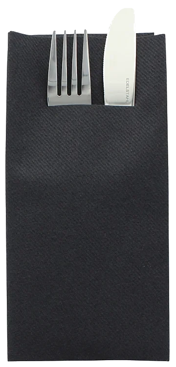 Serviett 40x40cm, sort, airlaid, lomme 1/8 fold 75stk