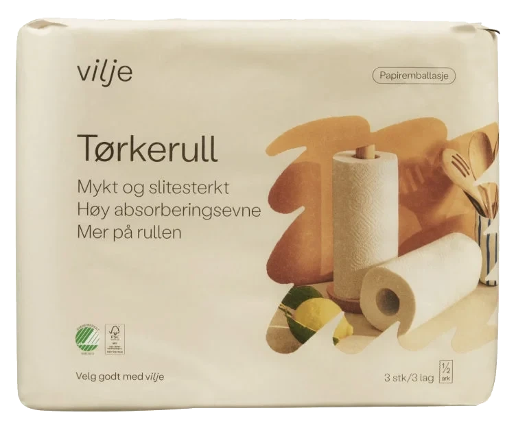Tørkerull Soft 3rl i Papiremballasje Vilje