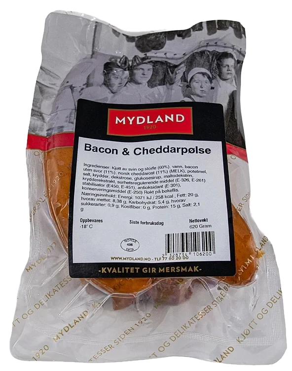 Mydland Bacon og Cheddarpølse Frys