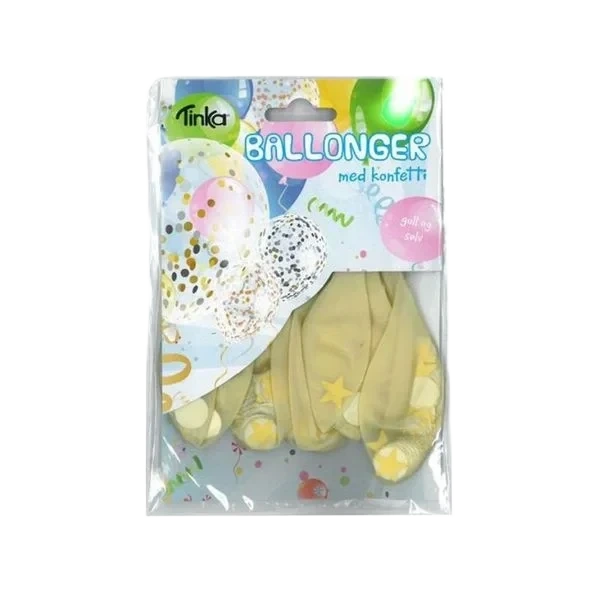 Ballonger med Konfetti 4pk - Gull/Sølv