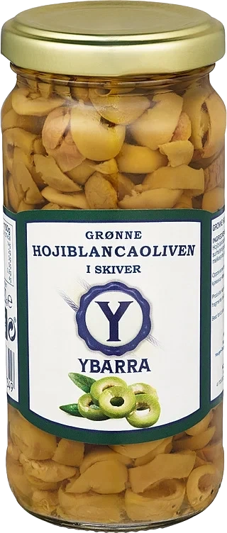 Grønne hojiblancaoliven i skiver  230g