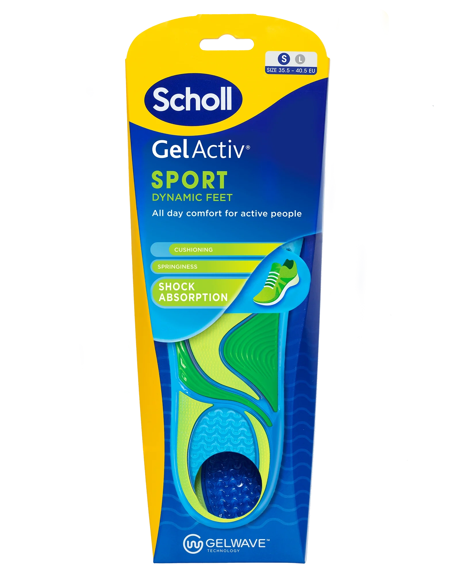 Scholl Gel Activ Sport Innleggssåler, Small, 35,5-40,5, 1 par