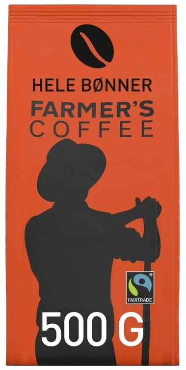 Farmers Coffee Hele Bønner Fairtrade 500g