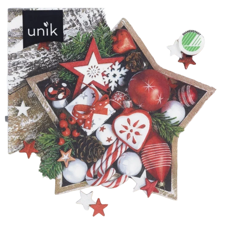 Serviett Jul Stjernemotiv 20stk Unik