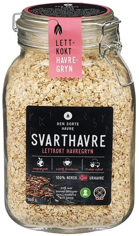 Havregryn svart lettkokt glass   900g