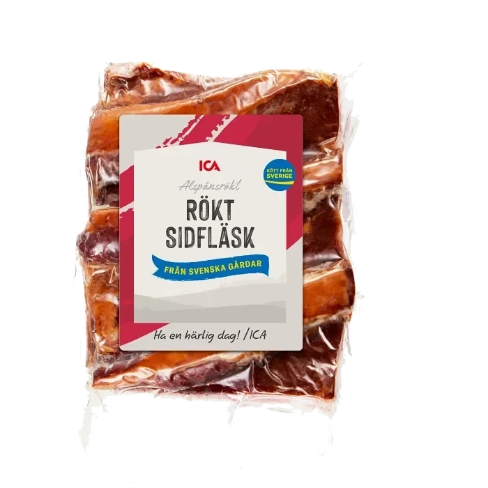 Rökt sidfläsk i bit ca 400g ICA