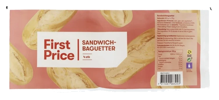 Sandwichbaguetter Fine 4x75g First Price