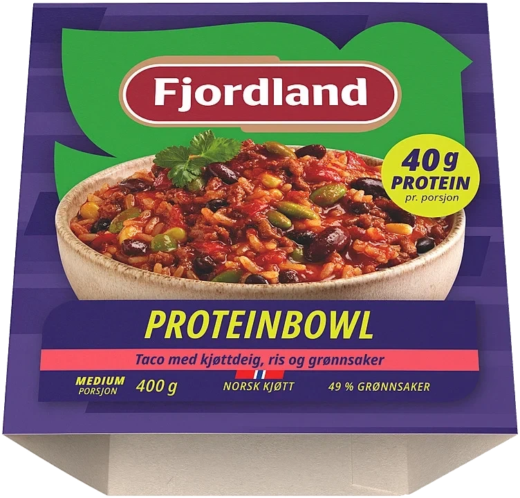 Proteinbowl taco m/kjøttdeig, ris & grønnsaker  400g