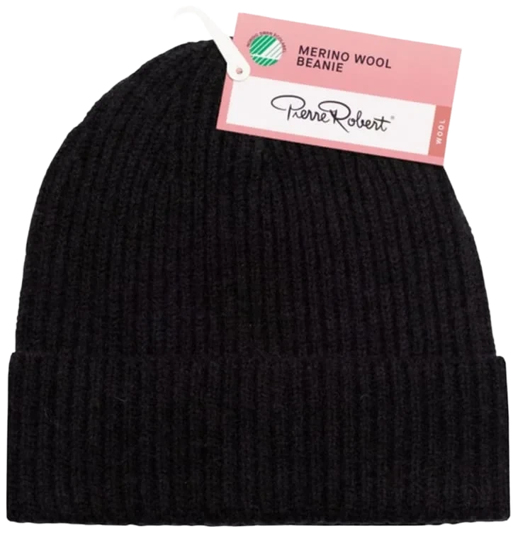 Wool Beanie Black Onesize Pierre-Robert