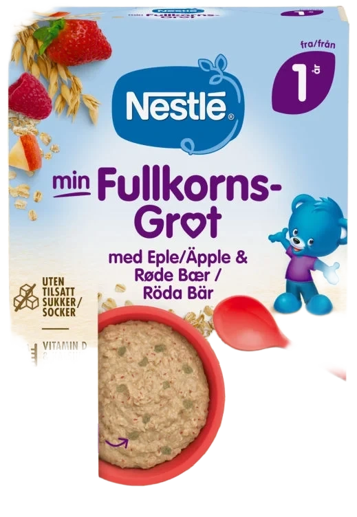 Nestlé Min Fullkornsgrøt Eple Røde Bær 1År
