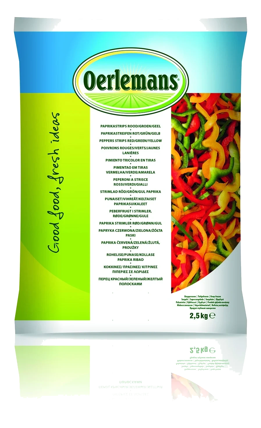 Paprika röd/grön/gul strimlad