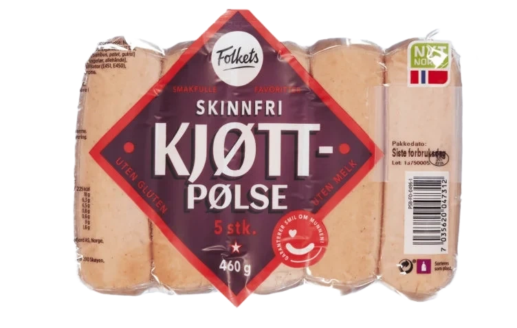Kjøttpølser Røkte u/Skinn 460g Folkets