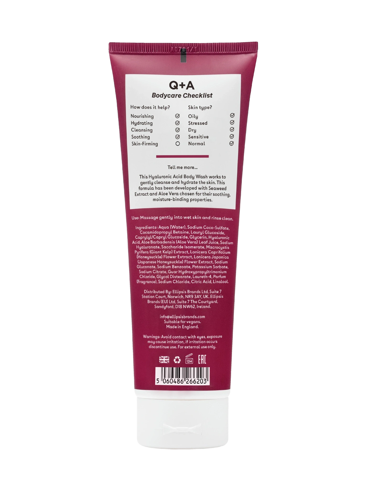 Q+A Hyaluronic Acid Body Wash, 250 ml