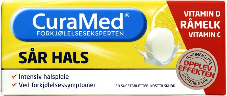 Curamed sår hals m/råmelk 20stk