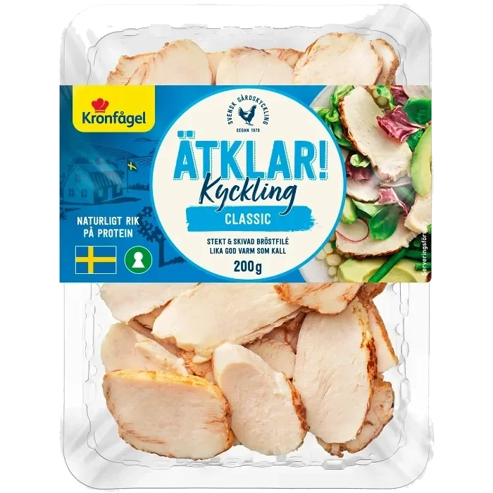 Kyckling Classic Bröstfilé Stekt och Skivad 200g Kronfågel