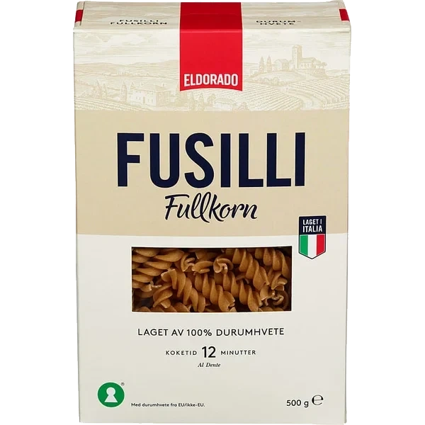 Pasta Fusilli Fullkorn 500g Eldorado