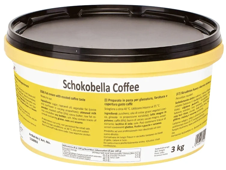 Schokobella Kaffe Sjokoladekrem For Fyll og Overtrekk, Spann 3 kg
