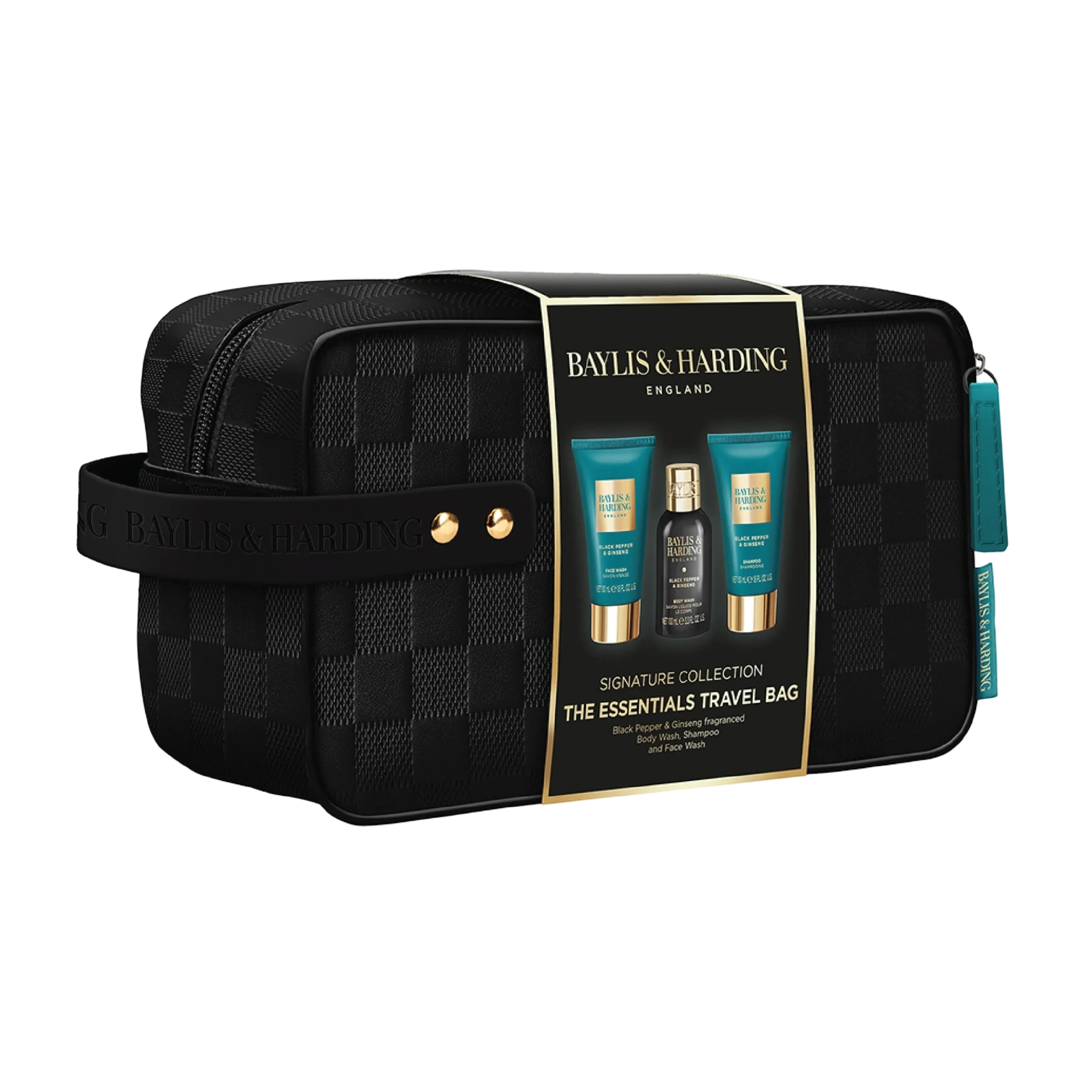 Baylis & Harding Black Pepper & Ginseng Men's The Essentials Travel Wash Bag Gift Set, 1 sett