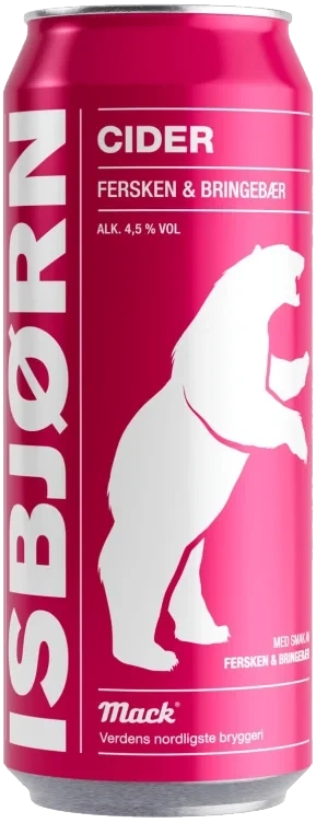 Mack Isbjørn Cider Fersken&Bringebær 0,5l boks