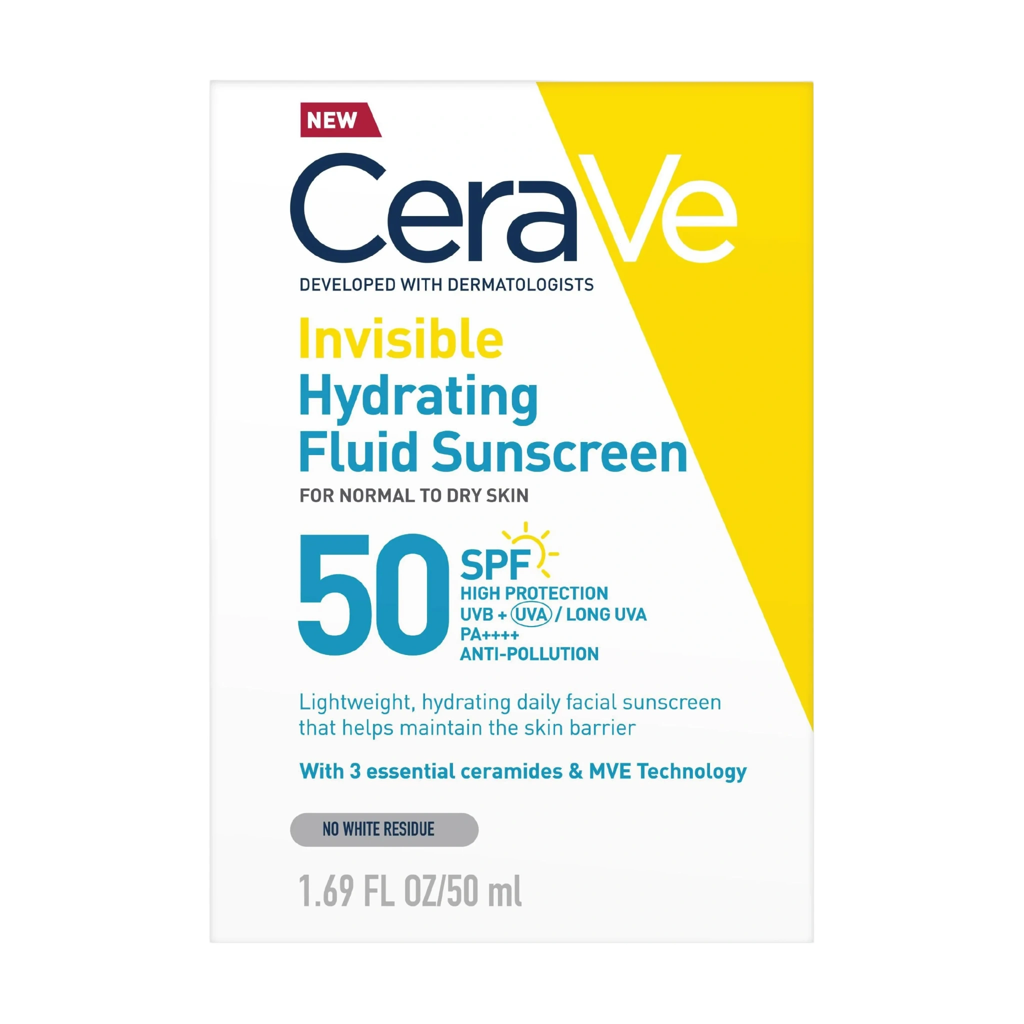 CeraVe Invisible Hydrating Fluid Sunscreen Face SPF50 50 ml