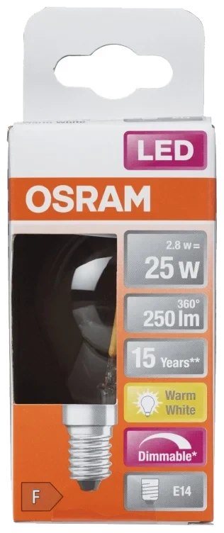 Lyspære Led Cl P 25 Klar Dim E14 Osram