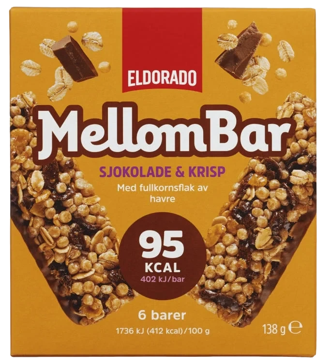 Mellombar Sjokolade &krisp 138g Eldorado Eske 10stk