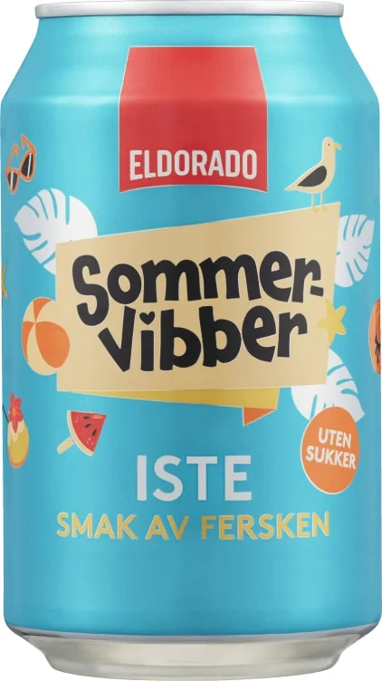 Iste Fersken u/sukker 0,33l boks Sommervibber