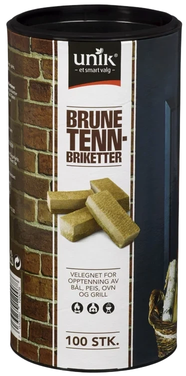 Tennbriketter i Tønne 100stk Unik