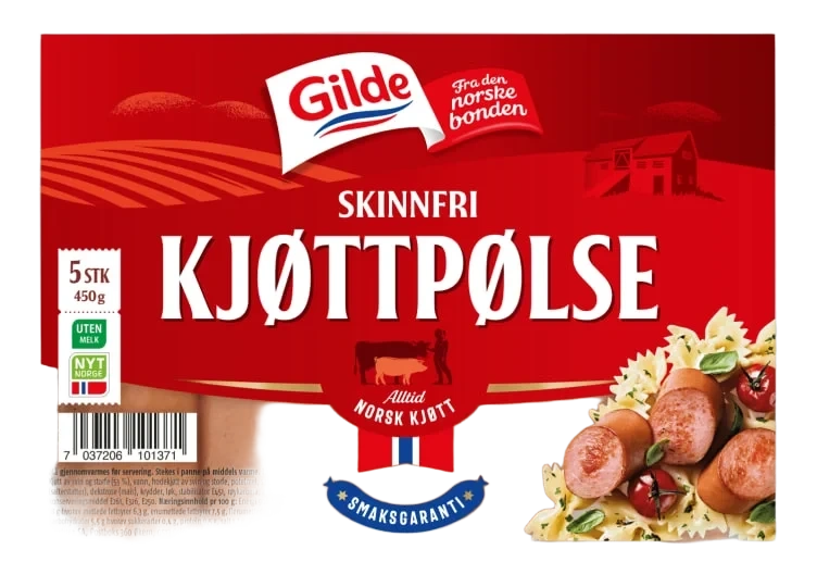 Kjøttpølse Skinnfri 450g Gilde