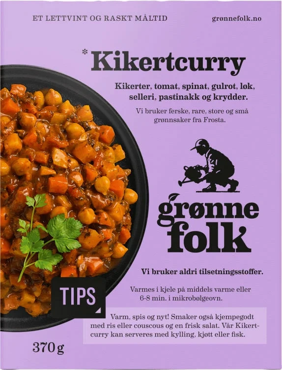 GRØNNE FOLK Kikertcurry 370g X 4 X 240