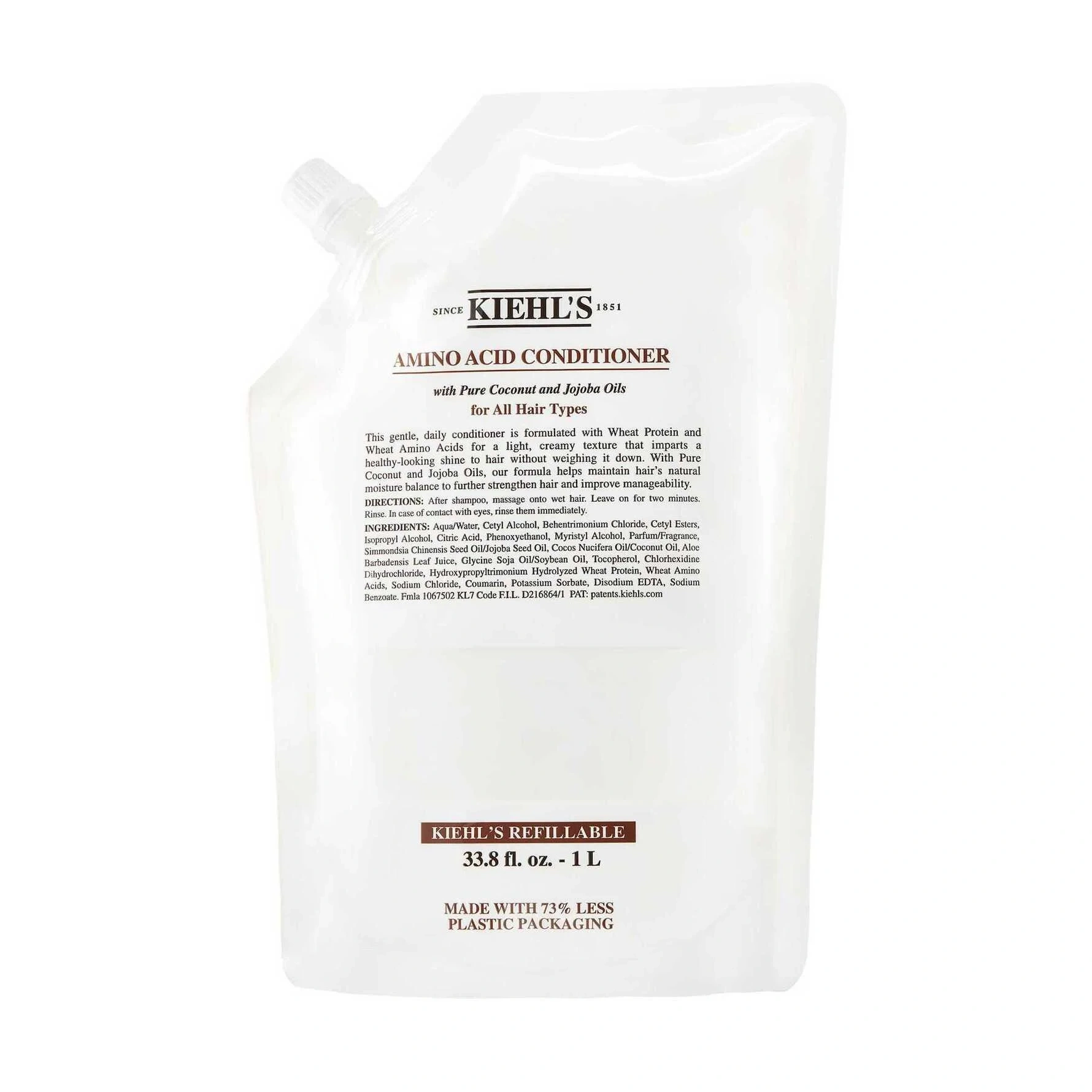 Kiehl’s Amino Acid Conditioner with Pure Coconut Oil Refill Pouch 1000 ml, Refill