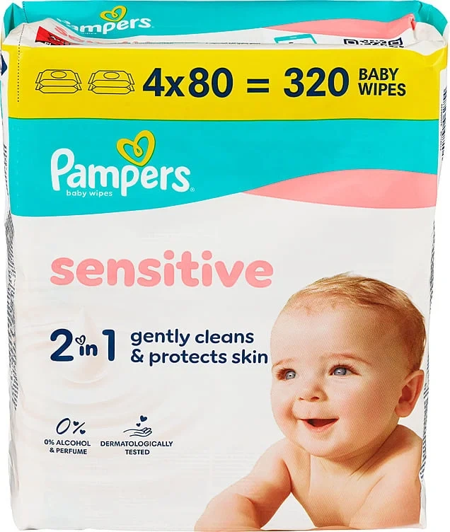 Pampers wipes sensitive wipes 4pack 320stk