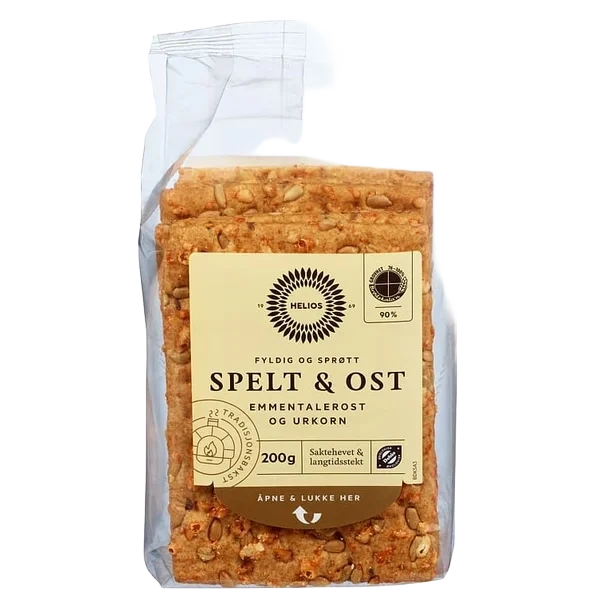 Helios Knekkebrød Spelt & Ost 200g Økologisk