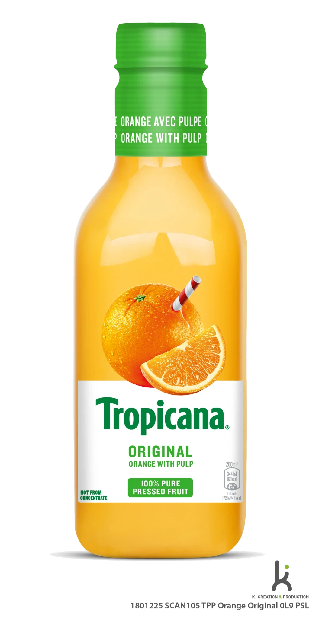 Appelsin Presset m/Fruktkjøtt 0,9l Tropicana