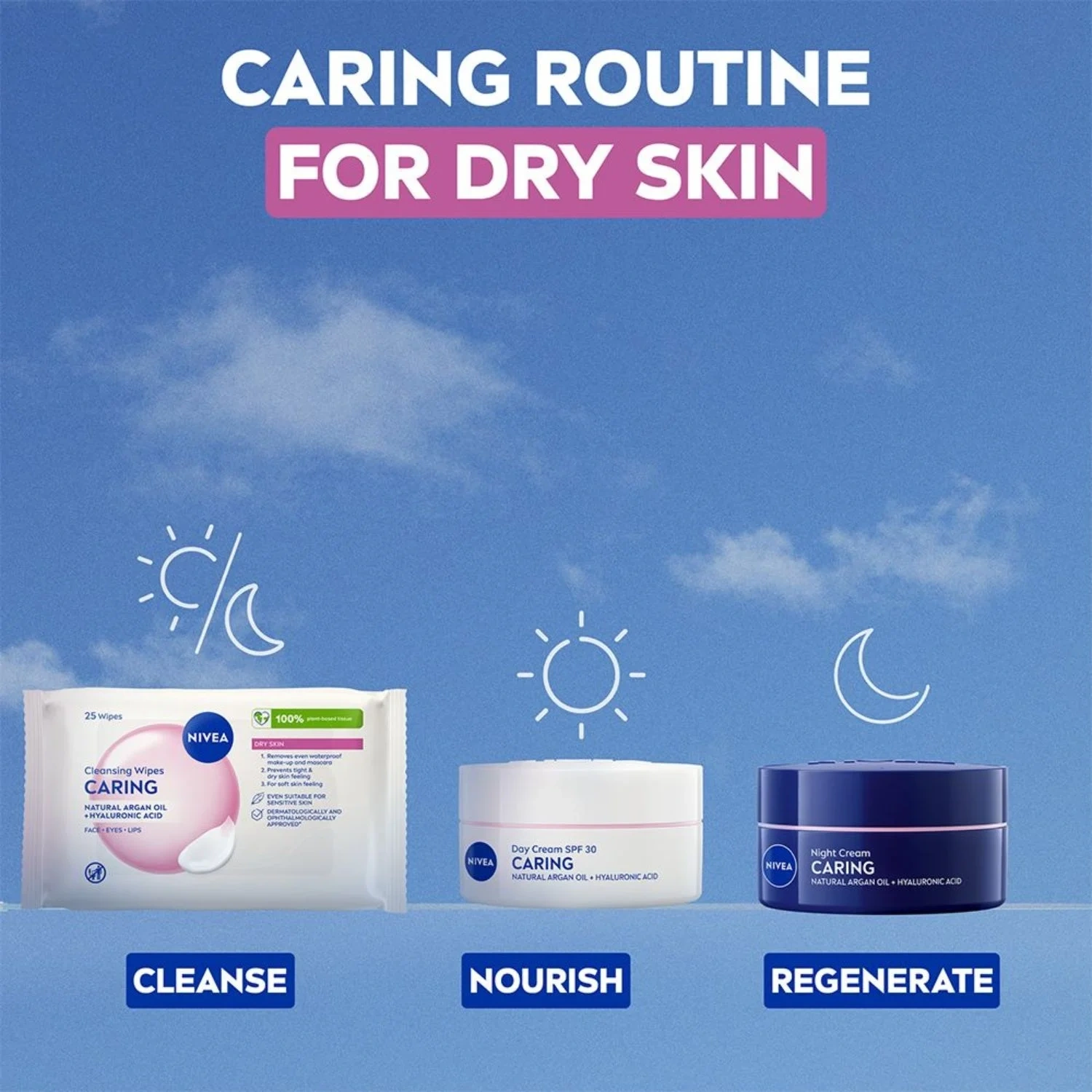 NIVEA 3-in-1 Caring Cleansing Wipes 200 ml