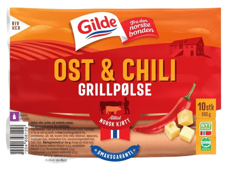 Grillpølse Ost&Chili 600g Enh