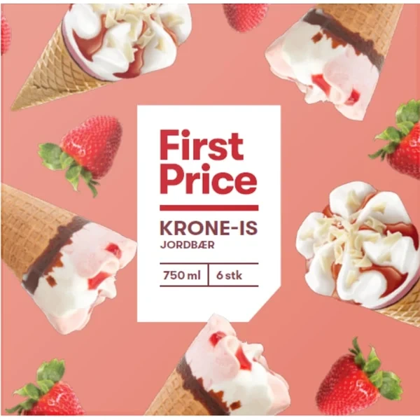 Krone-is Jordbær 6stk First Price