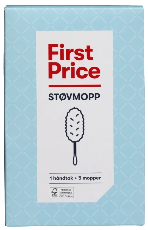 Støvmopp Startsett m/håndtak+5 Mopper First Price