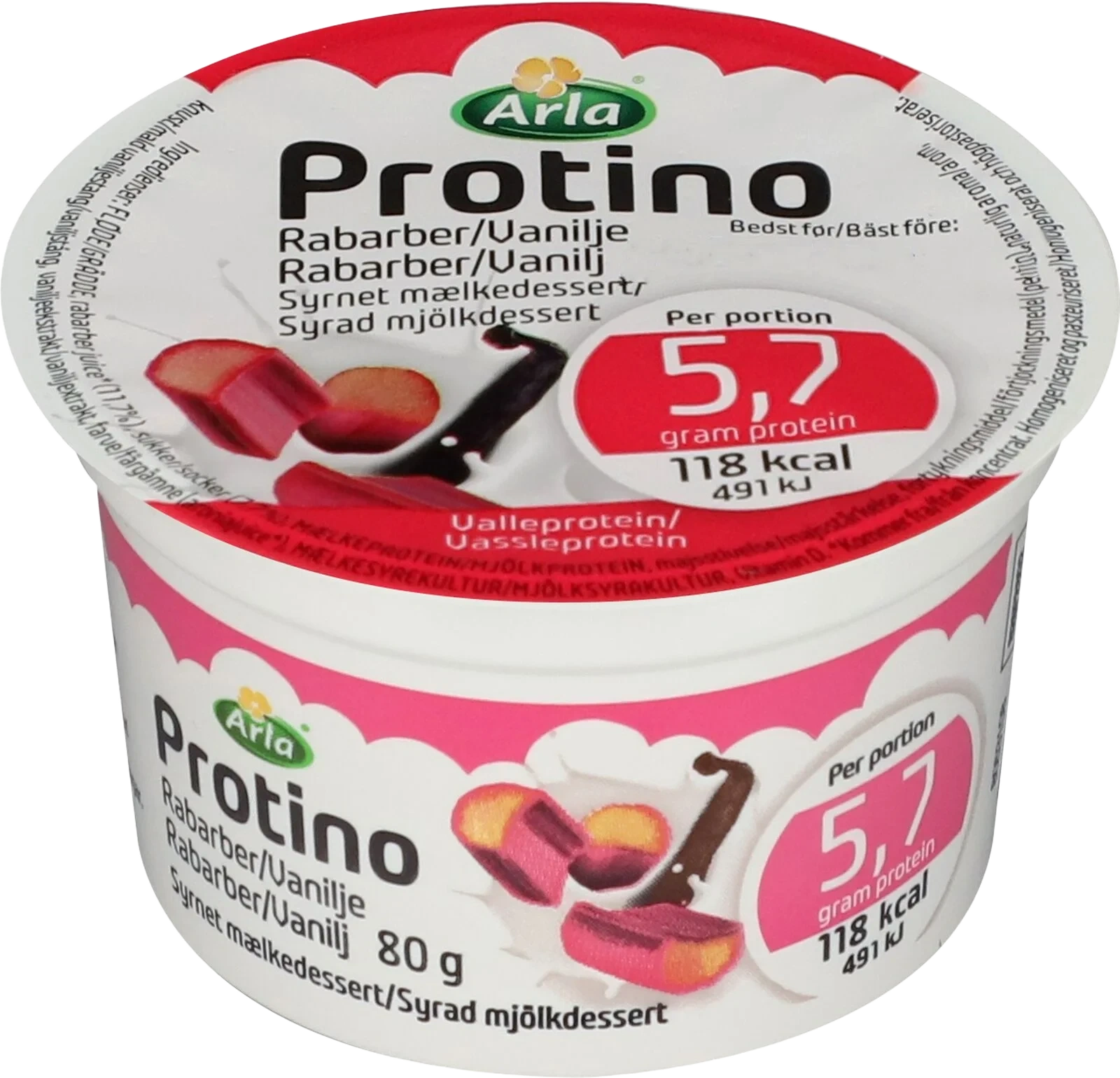 Protino rabarber / vanilj portion
