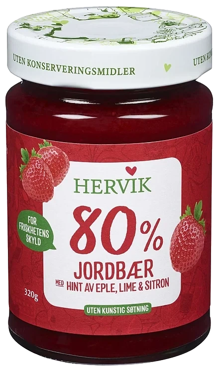 Naturlig lett jordbærsyltetøy  320g