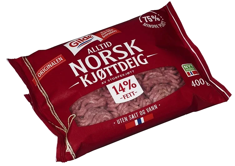 Kjøttdeig storfe 14% u/salt og vann  400g