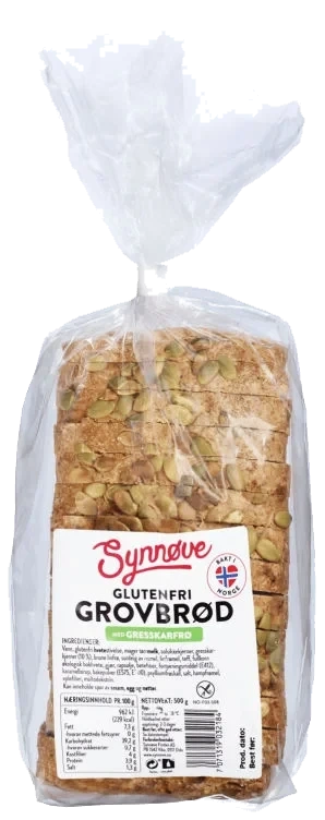 Gresskarbrød glutenfri Synnøve Finden