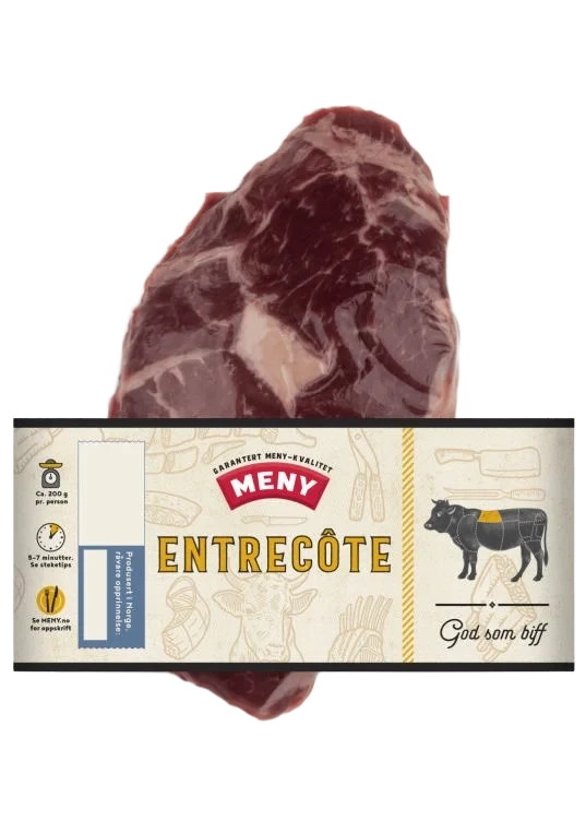 Storfe Entrecote skivet Ca350g Meny