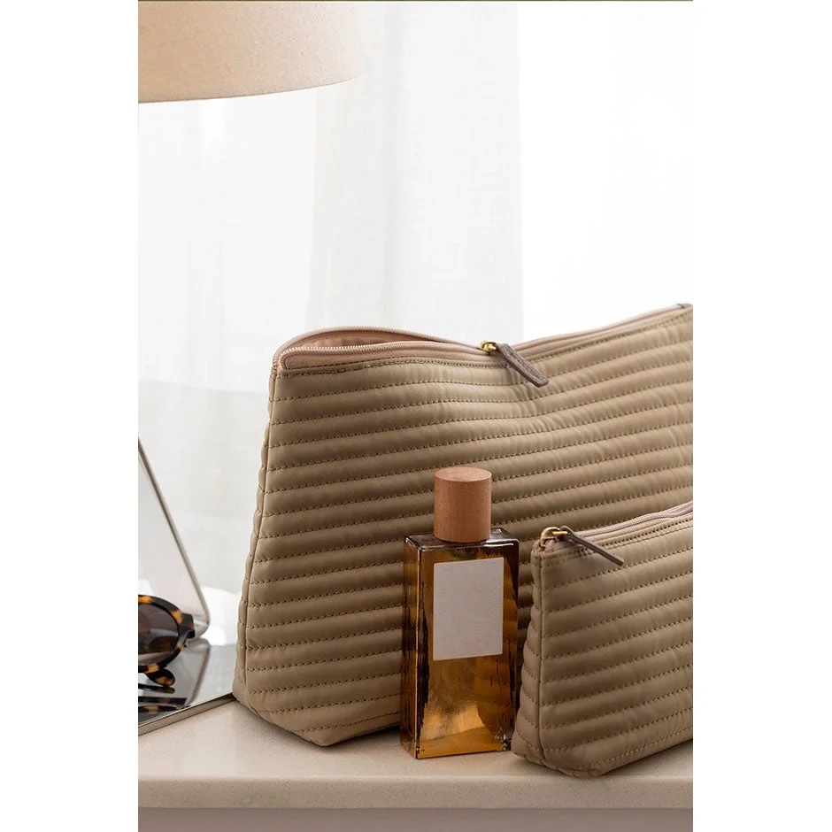 Ceannis Cosmetic S Taupe Soft Quilted Stripes