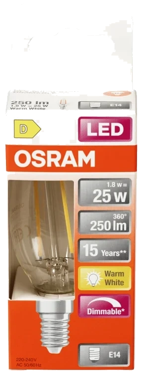 Lyspære Led Cl B 25 Klar Dim 827 E14 Osram