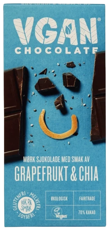 Vgan Mørk Sjokolade med Grapefrukt og Chia