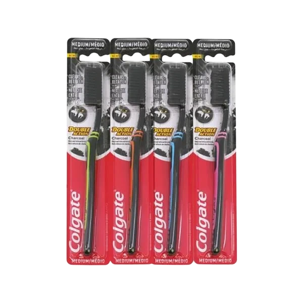 Double Action Charcoal Tannbørste - Medium 1stk
